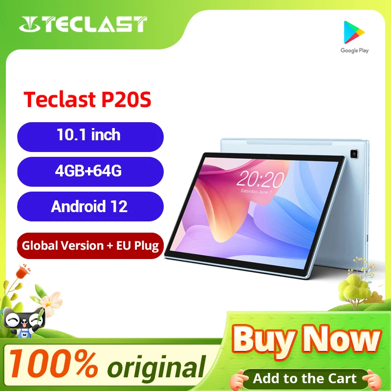 Teclast – tablette P20S de 10.1 pouces IPS, avec 4 go de RAM et 64