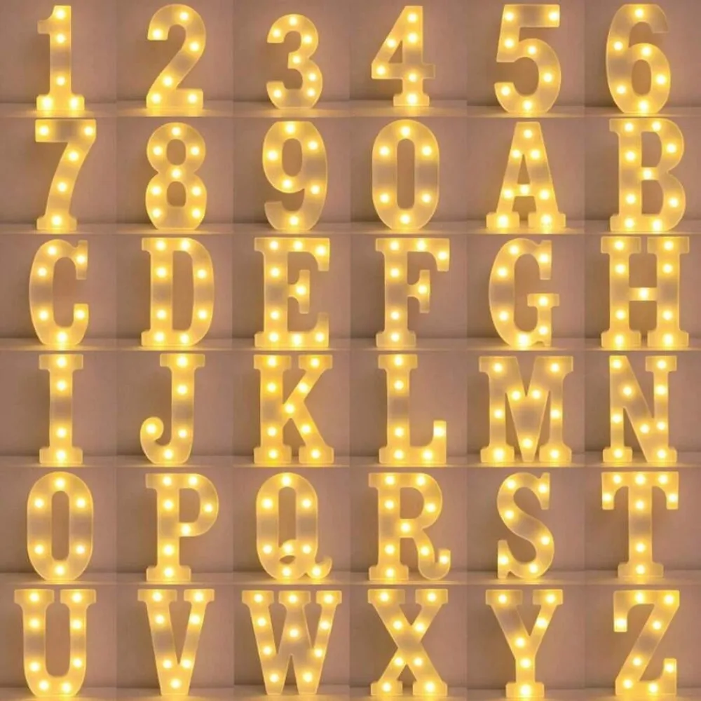 Luz LED con letras de 21,8 cm, luz nocturna luminosa con letras y ...