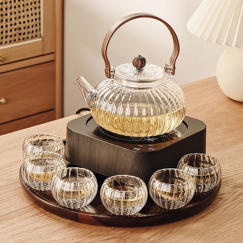 

Маленький чайник с ручкой, устойчивый к высоким температурам стеклянный пузырьковый чайник, электрическая глиняная духовка, чайник и чайник