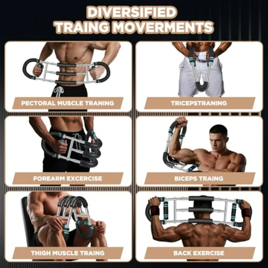 Twister Arm Trainer 9-Level Adjustable (20-270lbs) with Adjustment Tool & Mechanical Counting Grip - Chest Trainer for Men Women