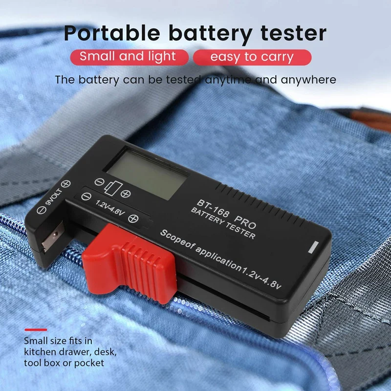 디지털 LCD 범용 배터리 테스터 (모델: BT - 168 PRO), 배터리 테스터 전압 검사기, AA AAA C D 18650 9V, 2 개