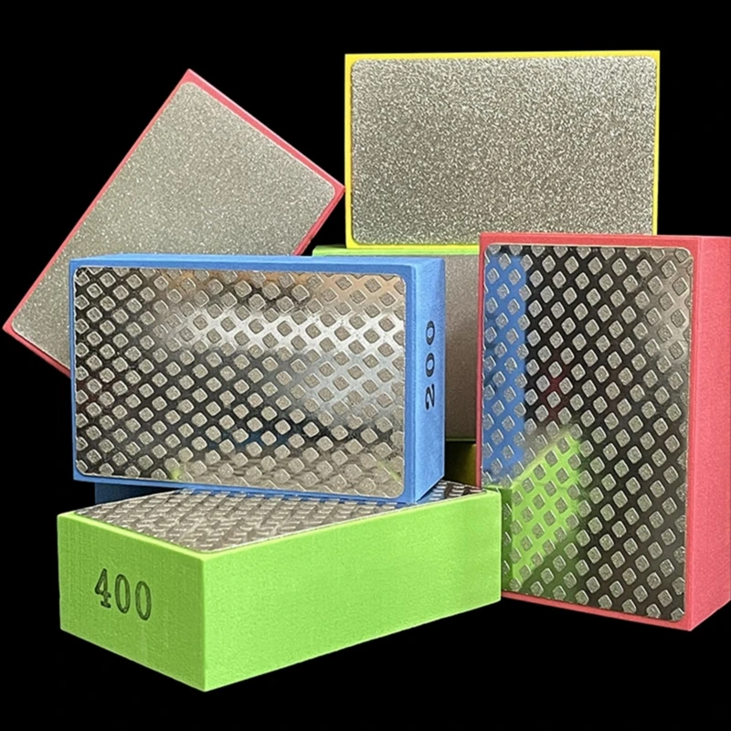 Diamond Hand Sanding Block for Metal Glass Tiles Wood Ceramic Grinding Polishing Pad 90*60*30mm 60/100/200/400# Durable Abrasive