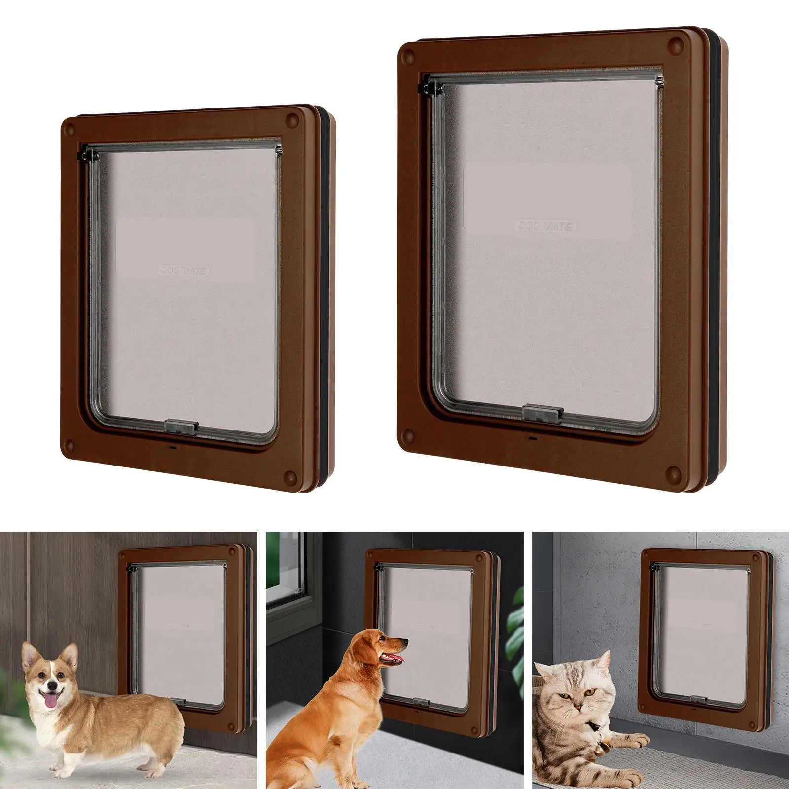 Pet Dog Flap Door Locking Easy to Install Entry Vertical Plastic Gate For Exterior Cats