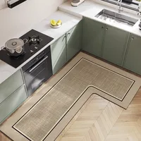 L-shaped Modern Kitchen Floor Mats Non-slip Oil-proof PVC Wipeable Washable Soft Rug Porch Anti-fouling Balcony Carpet Alfombra 1