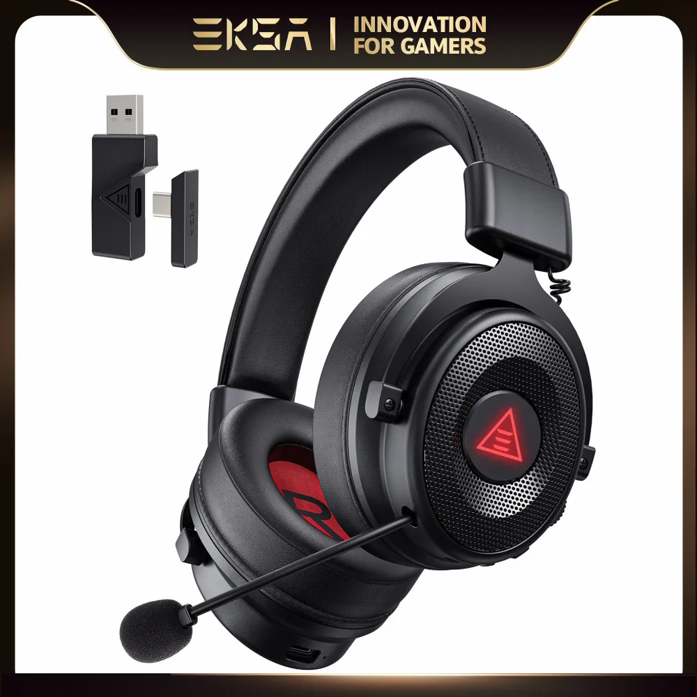 

EKSA-2.4 ГГц Беспроводные Игровые наушники, E900 BT Bluetooth 5,0 гарнитура для геймеров, для ПК/PS4/PS5/Xbox, с ENC микрофоном, с низкой задержкой 20 мс
