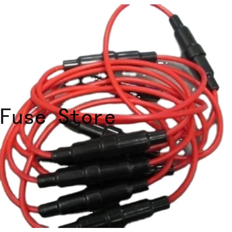 

10PCS With Wire Fuse Tube Box, Holder 6*30mm Black Rubber Case Full Copper