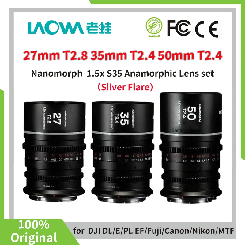 Venus Optics Laowa Nanomorph 27Mm T2.8 35Mm 50Mm T2.4 1.5X S35 Obiettivo Anamorfico Per Arri Pl Canon Ef Z E X Rf L M43(Silver Flare)