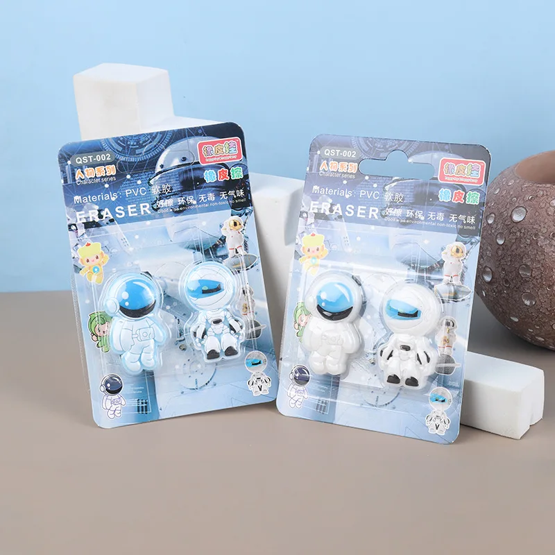 2Pcs/Set Creative Three-dimensional 3D Cartoon Cute Space Astronaut Eraser Student Wipe Clean Kawaii School Supplies Stationery |