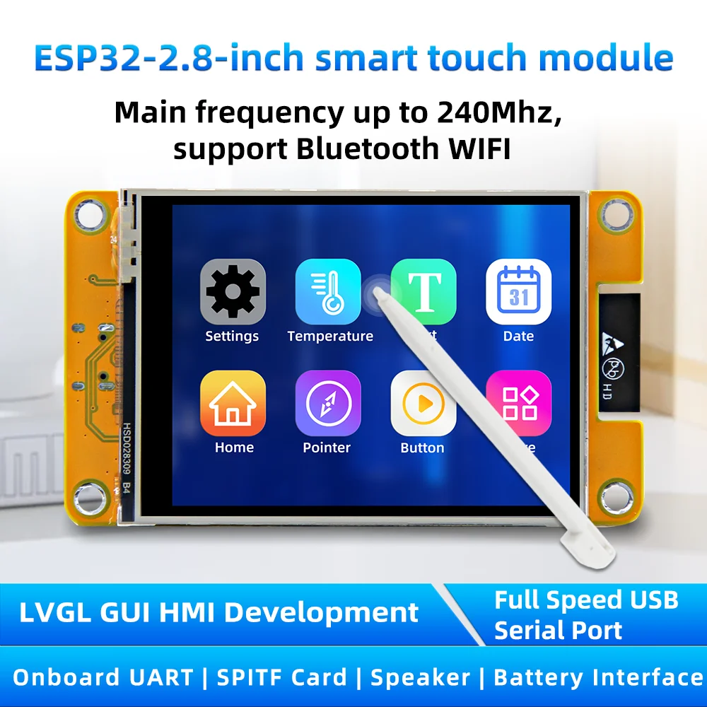ESP32 Arduino LVGL WIFI 블루투스 개발 보드 2.8/3.2/3.5/4 인치 240*320 스마트 디스플레이 화면  LCD TFT 모듈 터치 포함-Freehip.co.kr