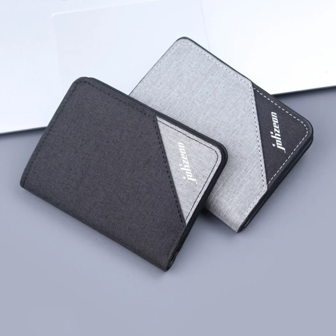 Simple Multi-layer Folding Card Case Canvas Credit Card ID Holder Retro Bifold Small Wallet Vertical Short Wallet for Men 2
