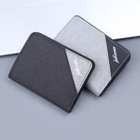 Simple Multi-layer Folding Card Case Canvas Credit Card ID Holder Retro Bifold Small Wallet Vertical Short Wallet for Men 2