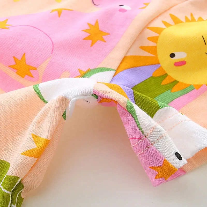 2025 Fashion Summer Children 's Clothing Kids Clothes Girls Cotton Sun Cartoon Animals Flowers Dresses Vestidos