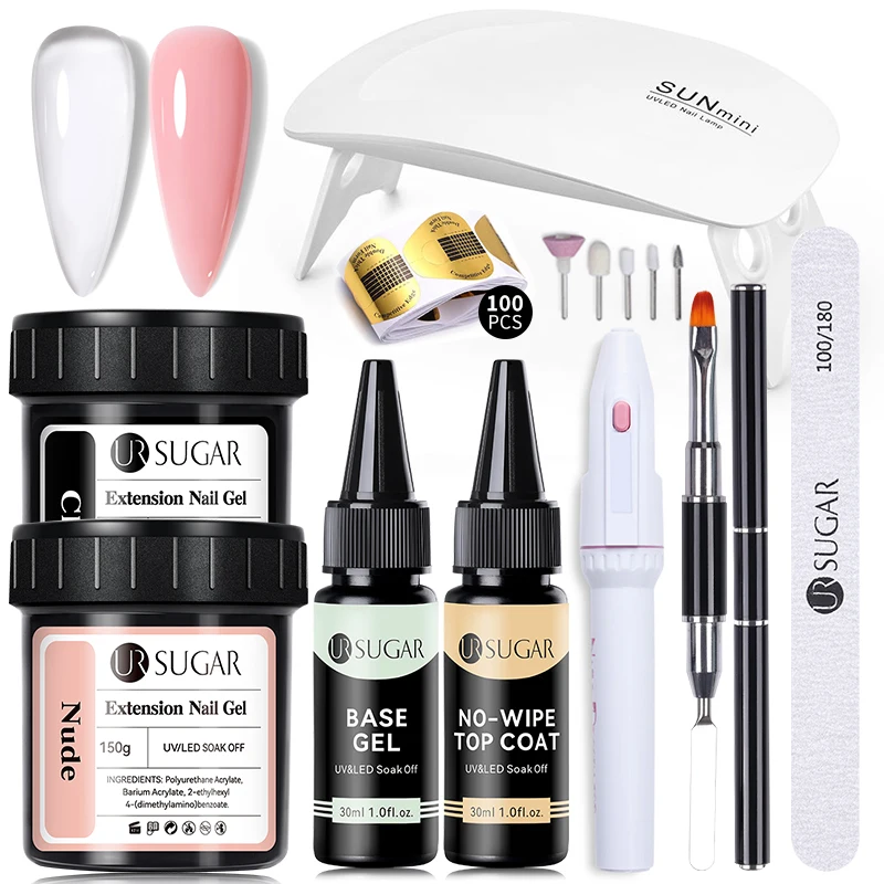 UR SUGAR 150g Extension Gel UV Set With 30ml Top Coat Base Gel Refill Package Camouflage Hard Gel Varnish Nail Art Manicure Kit 2