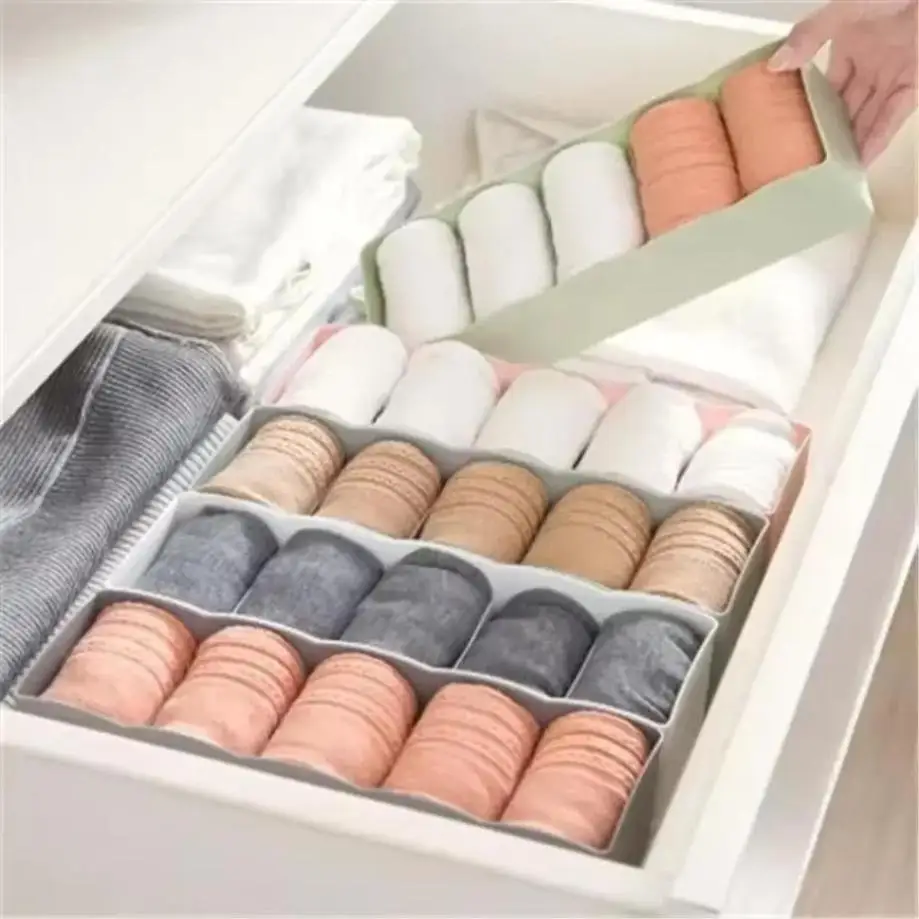 1 Pcs 5 Grids Storage Box Wardrobe Home Storage Underwear Underwear Organizing Box Partition Box Drawer Style Storage Grid