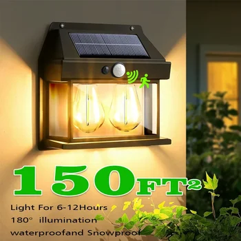 Outdoor Solar Motion Sensor Wall Light – Dual Bulb, Waterproof 1