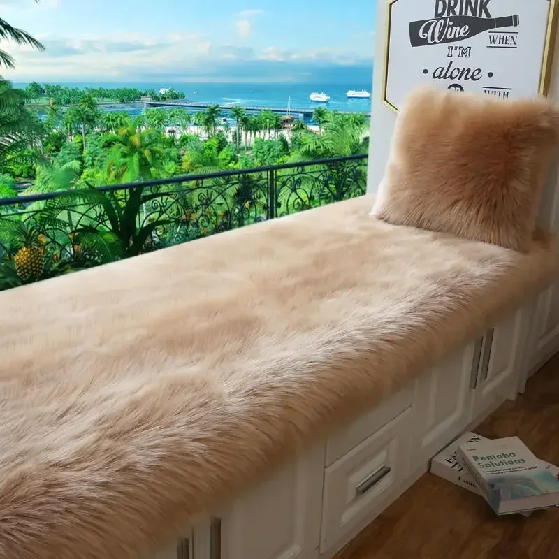 Hot Selling Window Mat, Plush Balcony Mat Window Sill Mat Carpet Thick Anti Slip Bedside Blanket Solid Plush Soft Cushion Chair 6