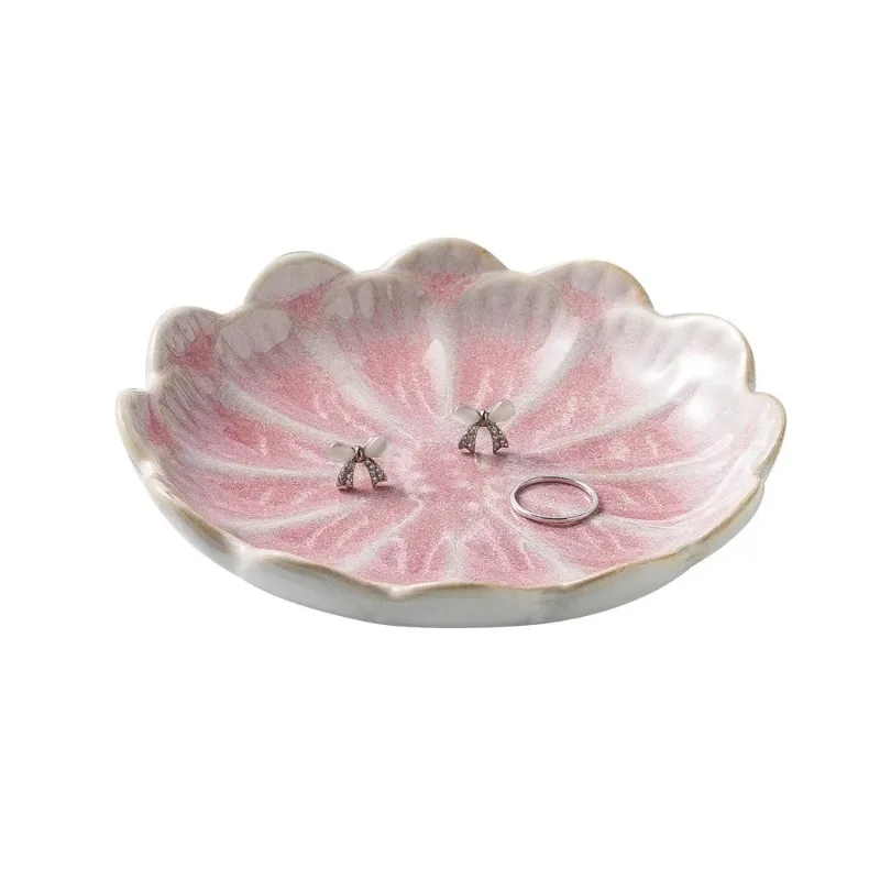 Creative and Minimalist Style Jewelry Tray Home Snack Dish Flavor Dish Ceramic Lotus Decoration Plate and Decorative Display