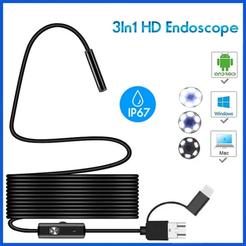 5.5/8mm HD Sewer Industrial Endoscope Waterproof Piping Endoscopy Type C Mini Camera 3 in 1 Automotive Borescope for Android 1