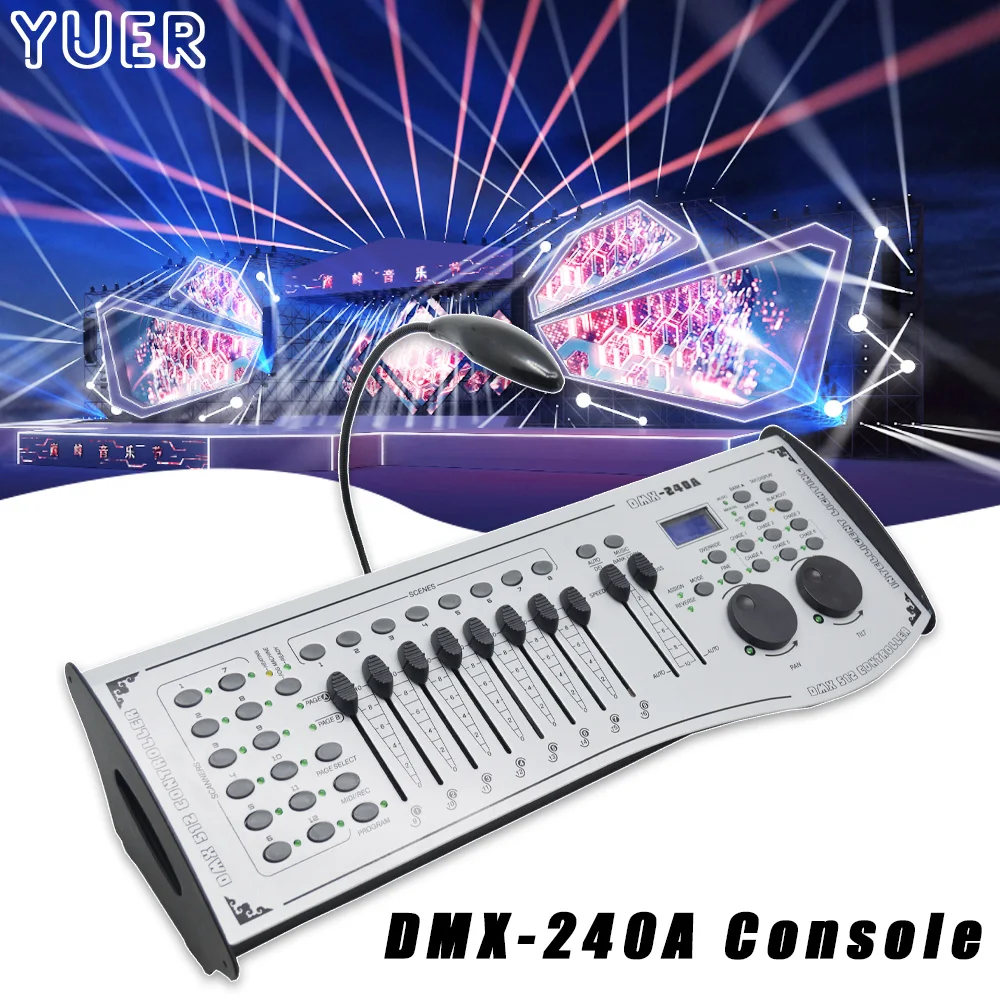 

Профессиональное DMX512 240A Conaole, сценическое освещение для дискотеки, освещение для диджея, управляющее стробоскопическое освещение с вращающейся головкой, командные прожекторы