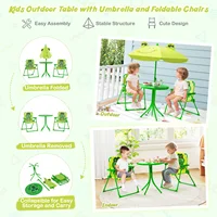Kids Picnic Table & Chair Set with 2 Folding Chairs & Height Adjustable Umbrella 5