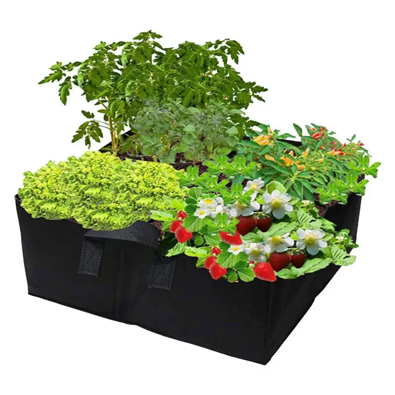 

Garden Raised Planting Bed Breathable Planting Container with 4 Grids Portable Garden Bags With Handle Outdoor Garden Supplies