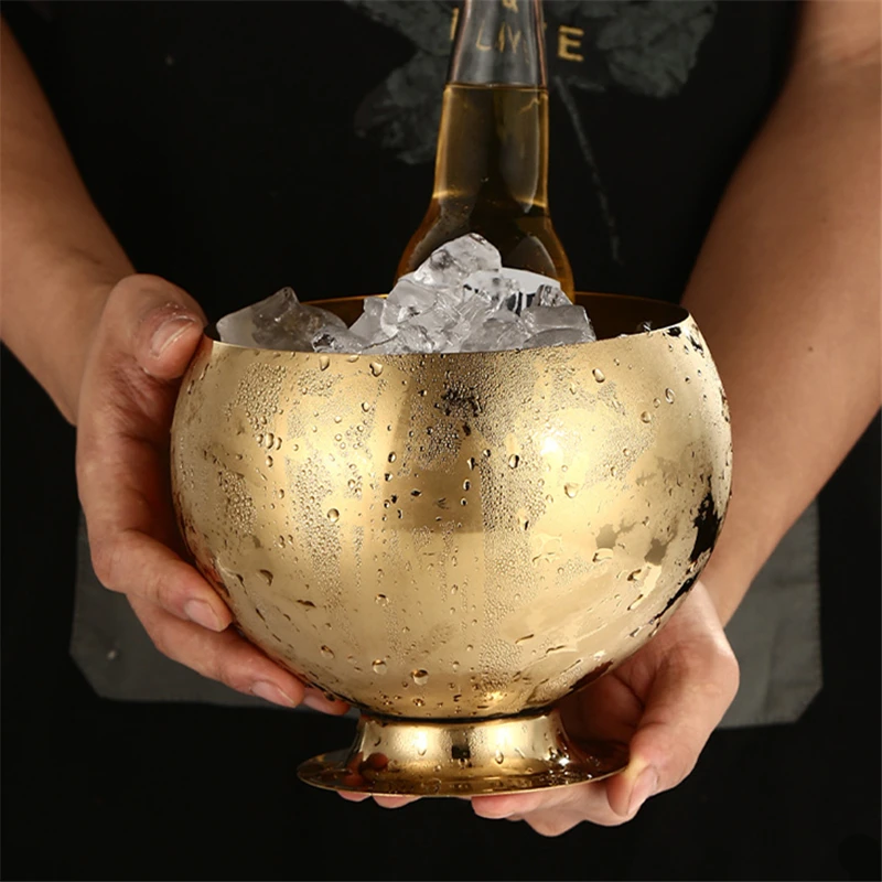 Stainless Steel Ice Bucket Portable Beer Wine Bottle Cooler Container for Party Bar Whisky Beverage Tools Camping Ice Cube Maker