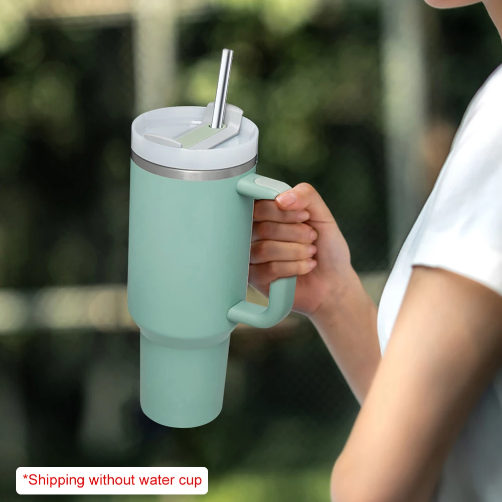 4Pcs 스테인레스 스틸 빨대(빨대 청소기 포함) 스탠리 40oz 컵 액세서리용 교체용 긴 빨대