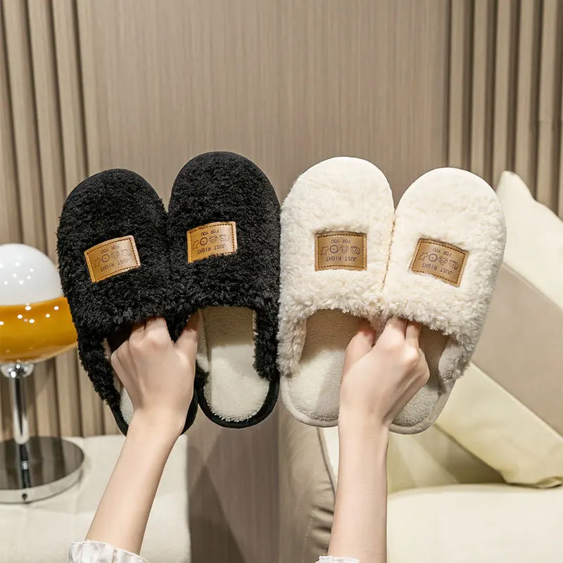 2023 New Winter Indoor Slippers Men Plush Fleece Flat Slippers Sweet Thick Soled Indoor Cotton Slippers For Couple Shoes TG02 2