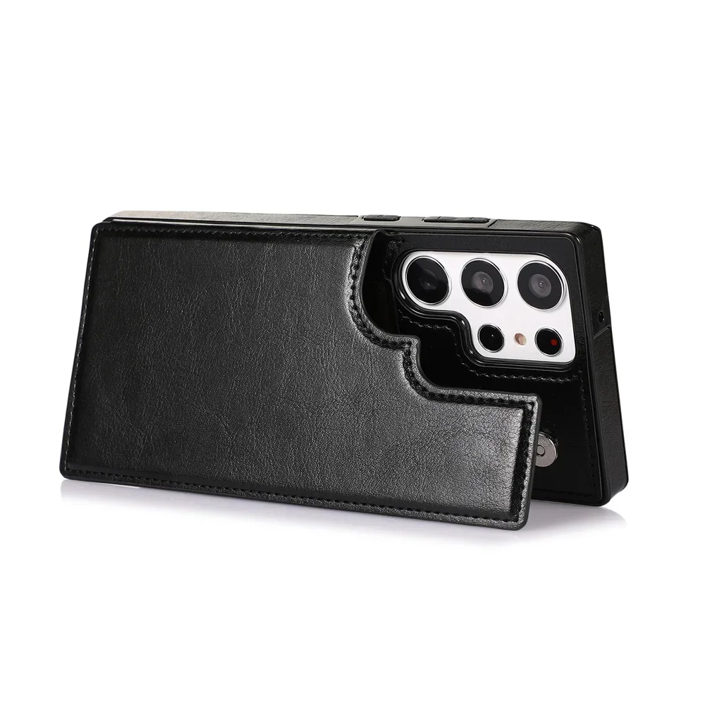 Solid Color Business Leather Phone Case for Samsung Galaxy S23 S23Plus S23Ultra S22 S24Ultra A72 A33 Bi-fold  Credit Card Holder