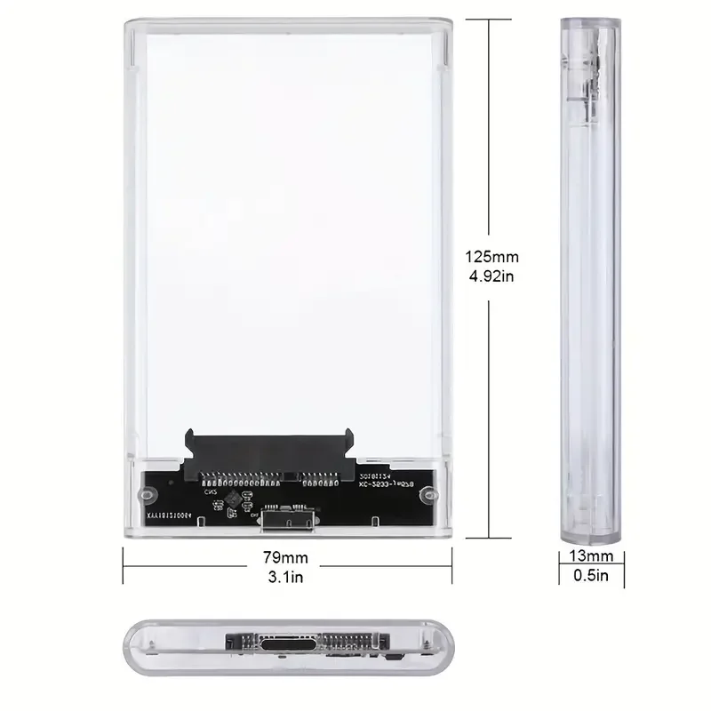 2.5Inch Type-C Mobile Hard Drive Enclosure SATA to USB 3.1 USB C SSD Enclosure 5Gbps Tool-Free Hard Disk Case for Laptop Desktop External Hard Drive Case SSD Enclosure Hard Drive Enclosure