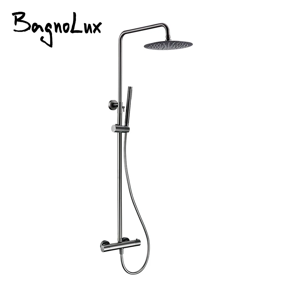 Shower Head Shower Set Wall-Mounted Thermostatic Valve System Rain Faucet 8-12" Top Spray Head Bathroom