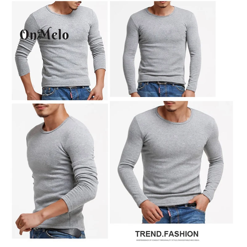 OnMelo – t-shirt thermique pour homme, sous-vêtement Long et chaud, en  velours, collection hiver - AliExpress