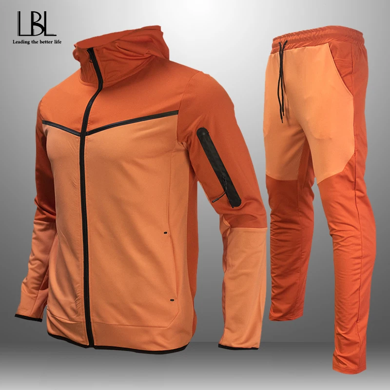 Chándal Deportivo De 2 Piezas Para Hombre | Sudadera Con Capucha Y Pantalón Largo Para Otoño E Invierno