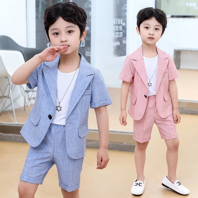 Children's Summer Dress Suit Set Handsome Boy Wedding Party Performance  Costume Kids Short Sleeve Blazer Shorts Clothes - AliExpress