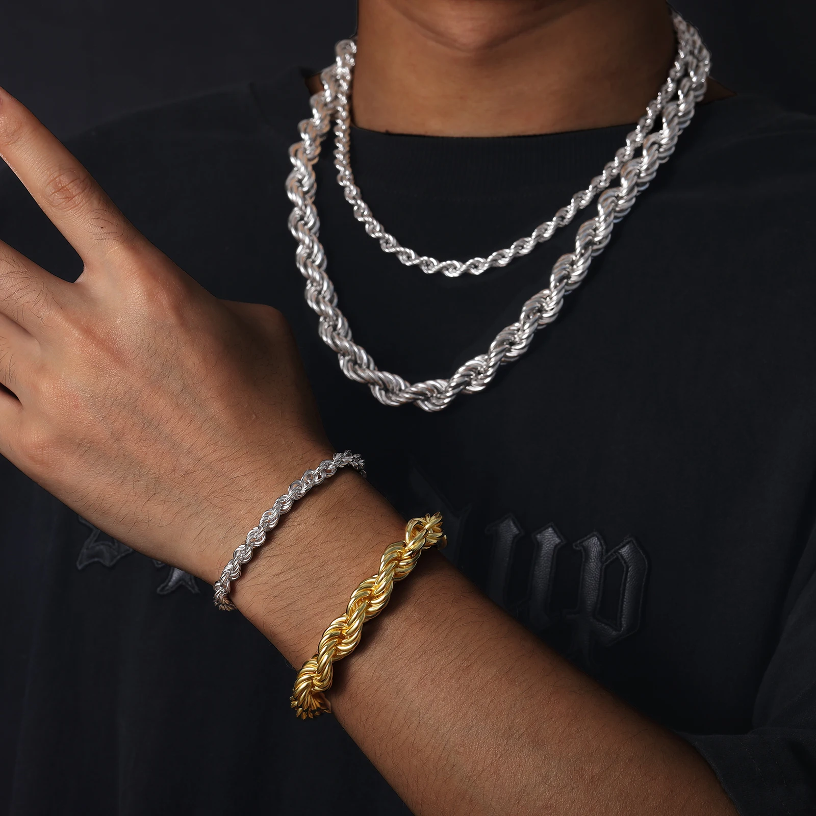 Heavy 925 Sterling Silver Classic Twisted Rope Chain Bracelets For Man Woman Moissanite Hip Hop Punk Wedding Party Fine Jewelry Sf0679579b5d04420ad10aafd9dda393aU