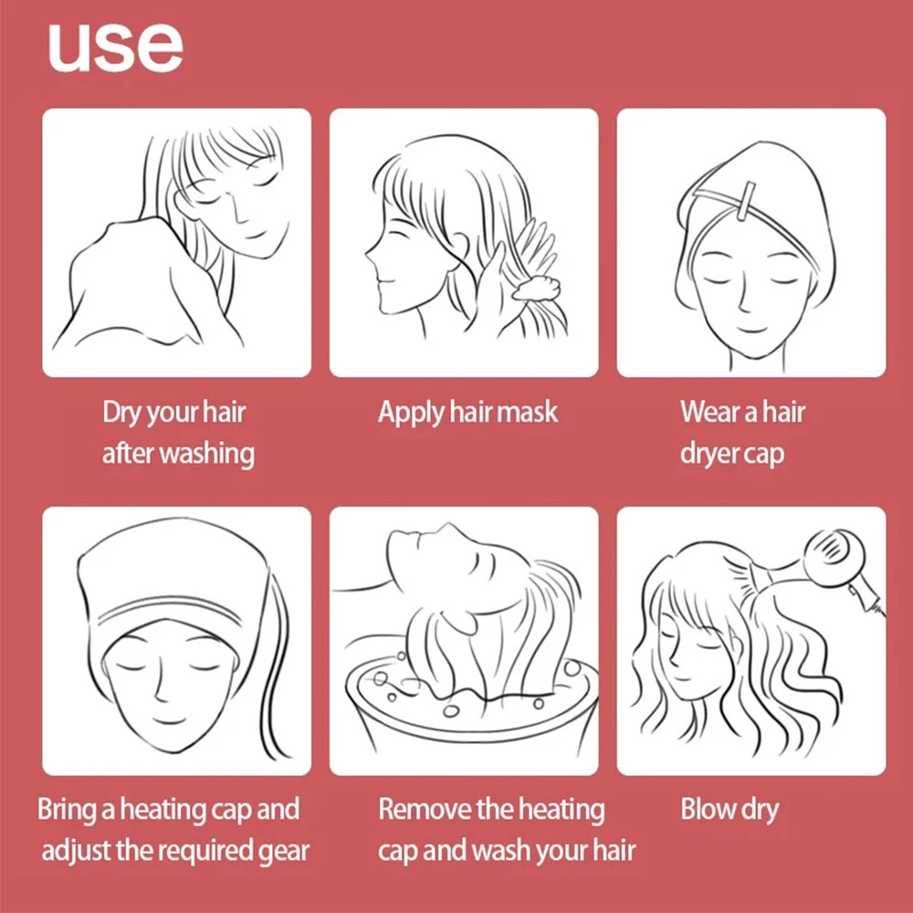 Adjustable Heating Hair Cap Electric Hair Cap Hat Salon Thermal Treatment SPA Nourishing Care Styling Spa Home Salon Tool