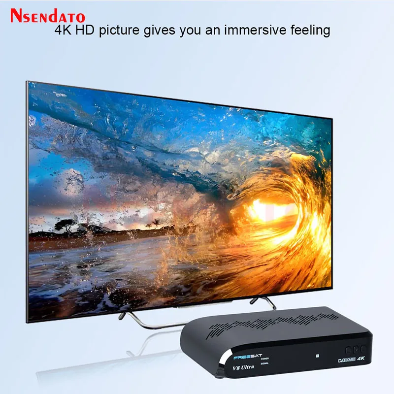 FREESAT V8 Ultra 4K UHD DVB-S2X/S2/S/T2/T/C Satellite TV Receiver PAL/NTSC TV Decoder Support H.265 1000M Wifi LAN USB Dongle