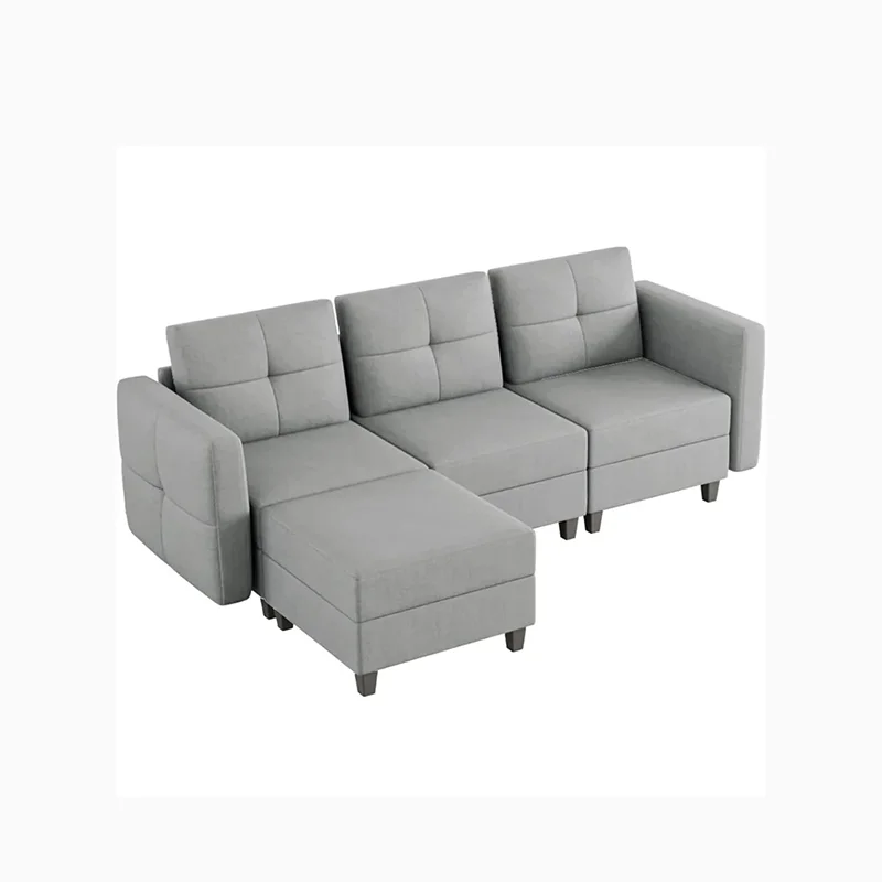

Sofa Section,with Storage Space,Living Room With Ottoman, Upholstered, Linen L-shaped 3-seater Large Bedroom Furniture Set