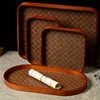 Elegant Wooden Desktop Organizer Tray Faux Leather Lining for Jewelry, Keys & Tea Storage Trays Home Decor, Jewelry Trays 1