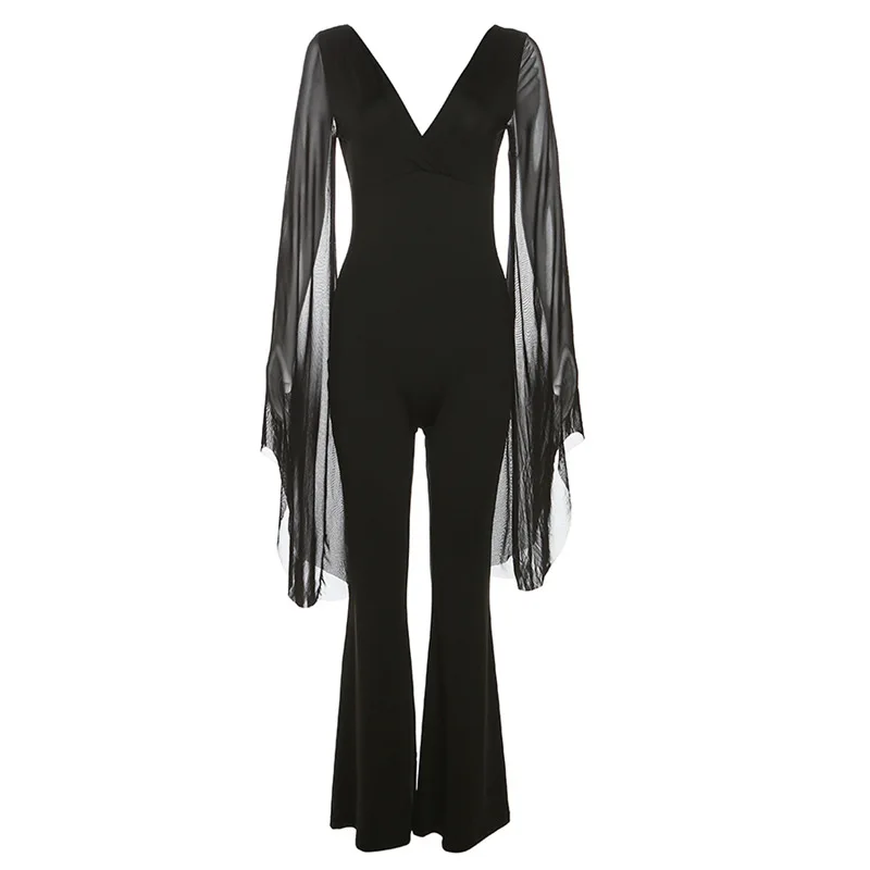 INSStyle Autumn and Winter New Women's Clothing Fashion SexyVWomen's Low-Cut Backless Slim Fit-Cut JumpsuitCok