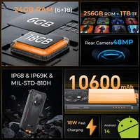 Oukitel G1 Rugged smartphone Android 6.52‘' 10600mAh 24GB+256GB rugged phone Android14 48MP HD+ Camera cell phone 2