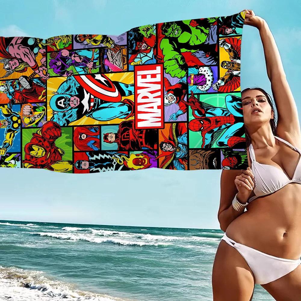 Avengers Marvel Logo Anime Beach Swimming Towel Soft Absorbent Washcloth Children's Gifts for Kids Travel Camping Gym 6