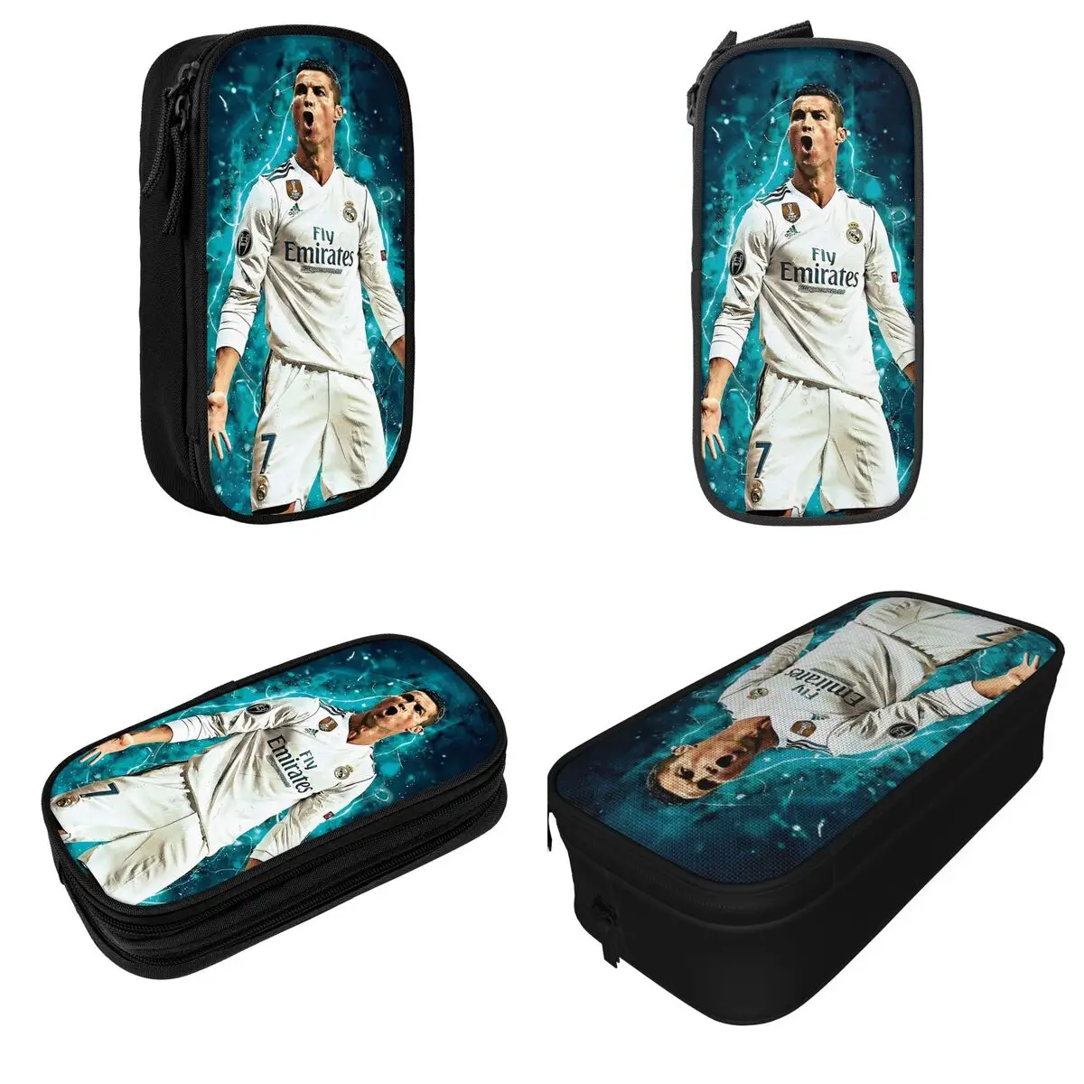 Football Ronaldos Pencil Case Cr7 Pencilcases Pen Box for Student Cr7 Soccer Big Pencil Bags School Supplies Stationery 2