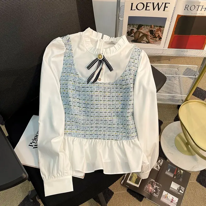 

Two Women's Shirts in a Large and Small Fragrance Style Women Tops Casual Pullover Shirt Plus Size Top Swhite Blouse Korean Top