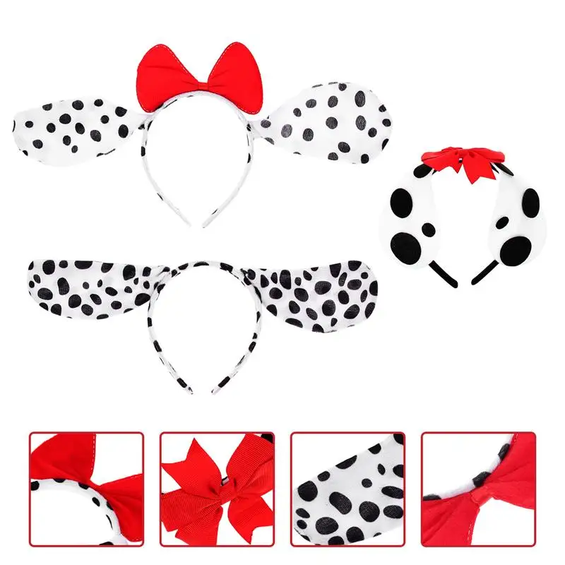 3Pcs Dalmatian Headbands Hair Headband Costume Ears Animal Dog Ear
