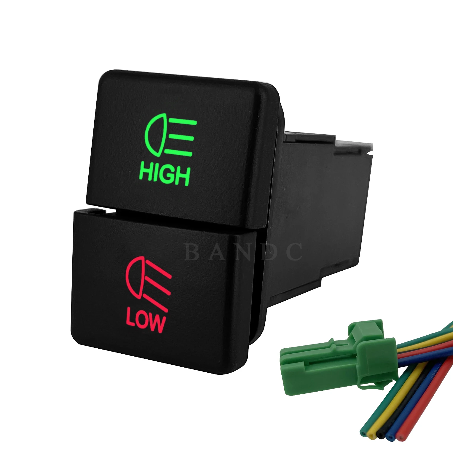 HeadlightSwitchHighBeamLowBeamDualPushButtonSwitchwithWiring