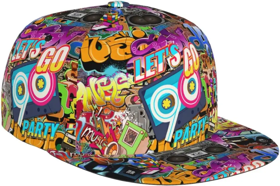 Cappello Snapback Dinosauro Skateboard – Berretto Baseball Tesa Piatta, Unisex, Taglia Regolabile (55-60 Cm), Nero - 4