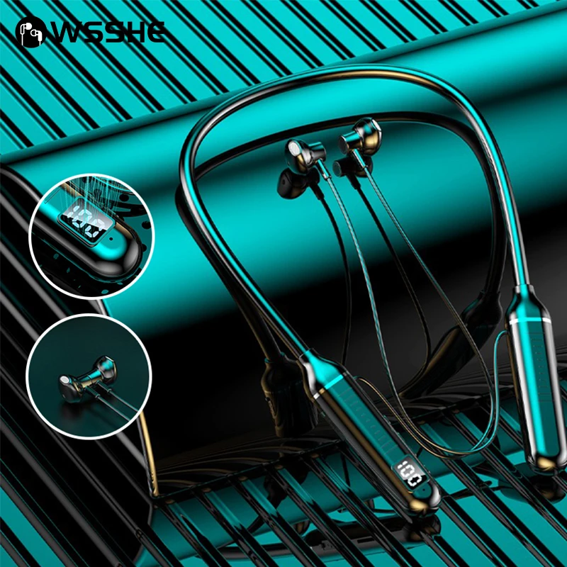 

Wireless Earphones Bluetooth 5.0 Neckband Headphones Gaming Power Display HIFI Headset TWS Earbuds With Mic Support TF Card