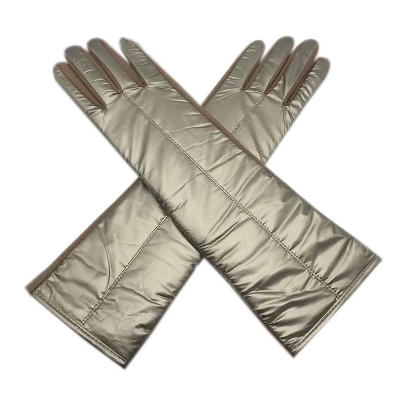Gloves winter ladies gloves suede long 35CM arm suede fashion suede touch screen thick black gray beige dark blue brown light gr