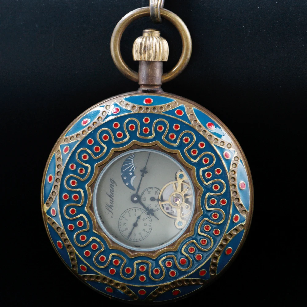 Luxury Antiques Exquisite Tourbillon Steampunk Mechanical Pocket Watch Retro Gentleman Analog Signal Clock Lady Jewelry Gifts